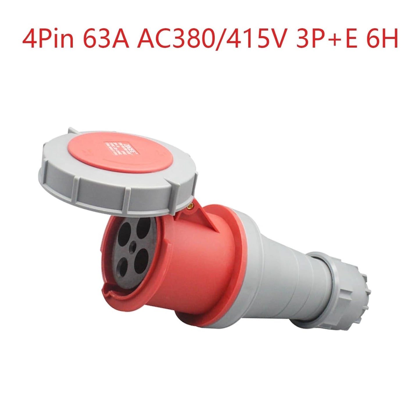 1 Set 63A 4Pin Industrial Connector Plug Socket, 4Pin 63A 380V-415V 3P+E 6H IP67