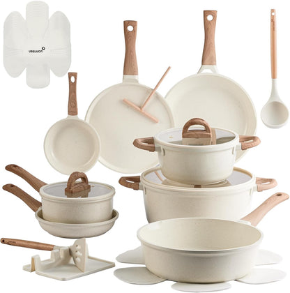 22 Pcs Pots and Pans Set Non Stick Non-Toxic Ceramic Kitchen Cookware Sets Nonst