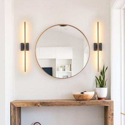 Modern Light Fixture Set of Two 27.8x4.3x3.4in Black and  Gold