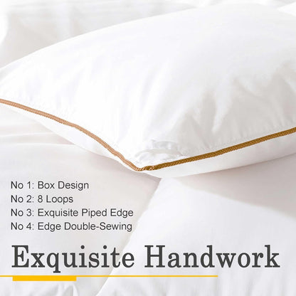 WhatsBedding Puffy White Feather Comforter Oversize King with Feathers Down