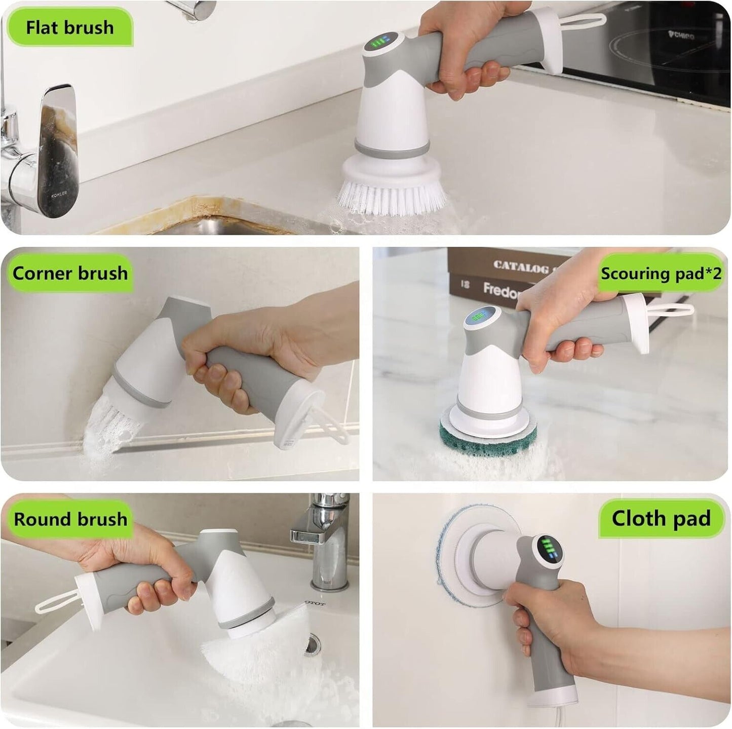Electric Spin Scrubber 2024 New Electric Scrubber for Bathroom with 6 Replace
