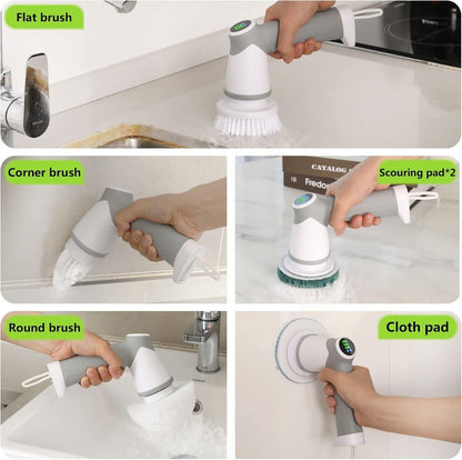 Electric Spin Scrubber 2024 New Electric Scrubber for Bathroom with 6 Replace
