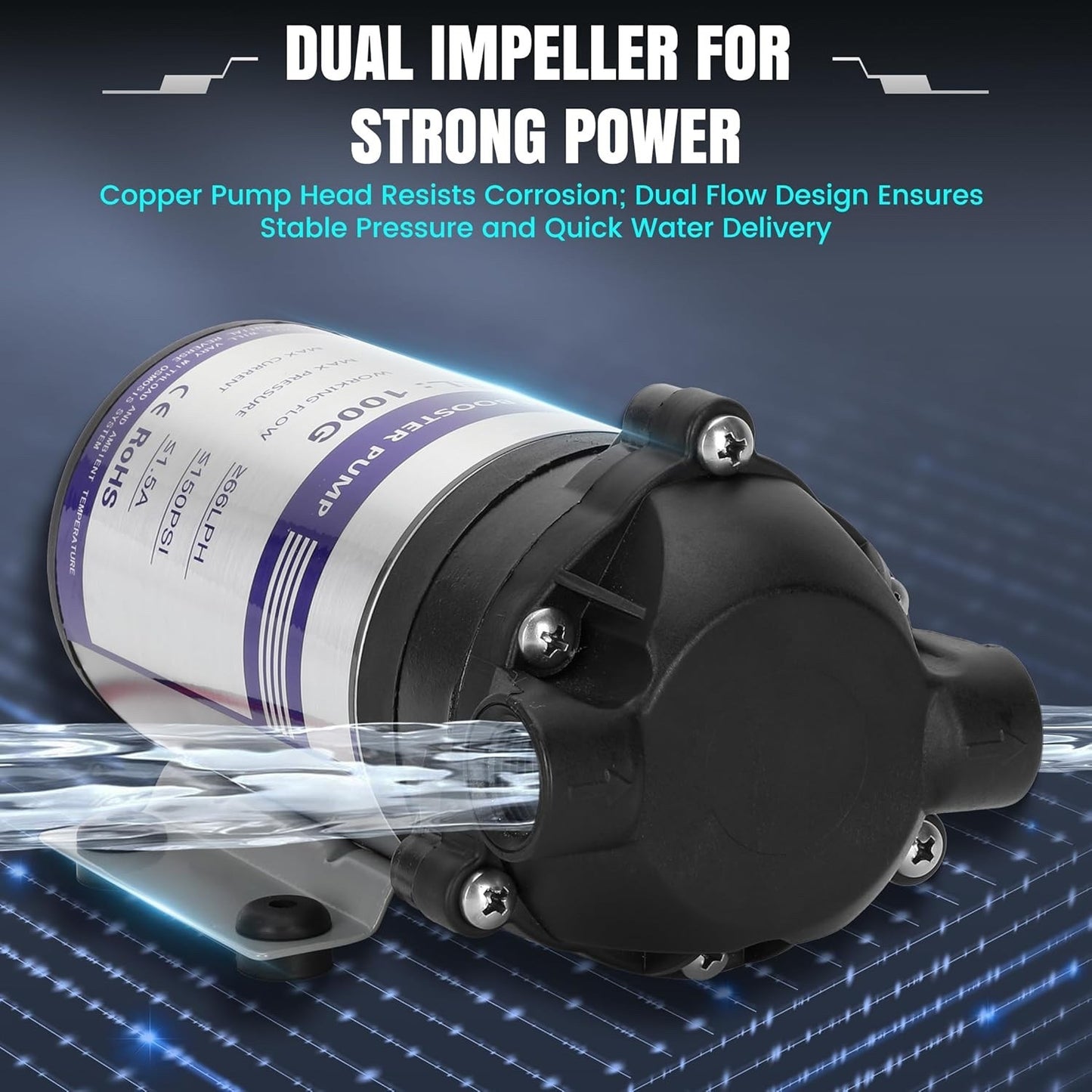 2025 New 100G 6800 Reverse Osmosis Booster Pump Kit,Equipped with a High-Pressur