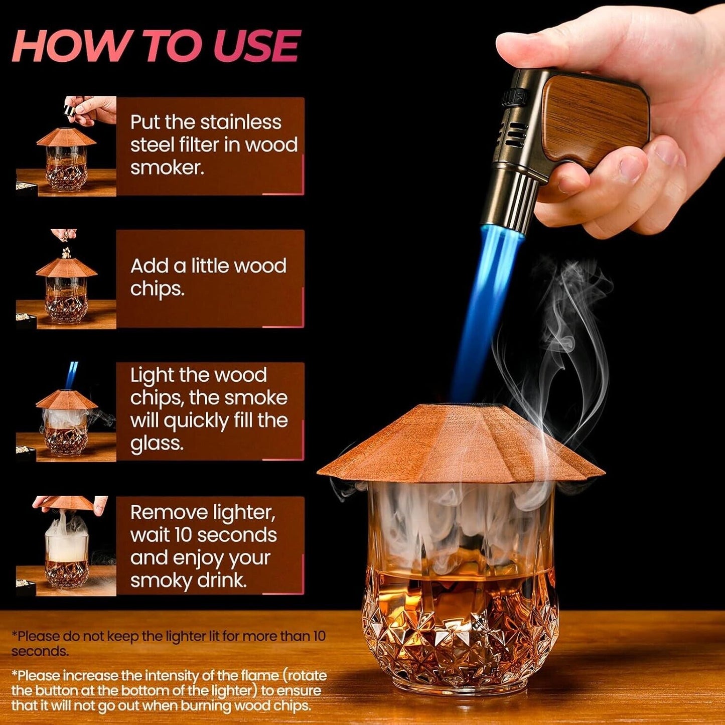 Gifts for Men Dad Husband, Umbrella Cocktail Smoker Kit with Torch, Bourbon