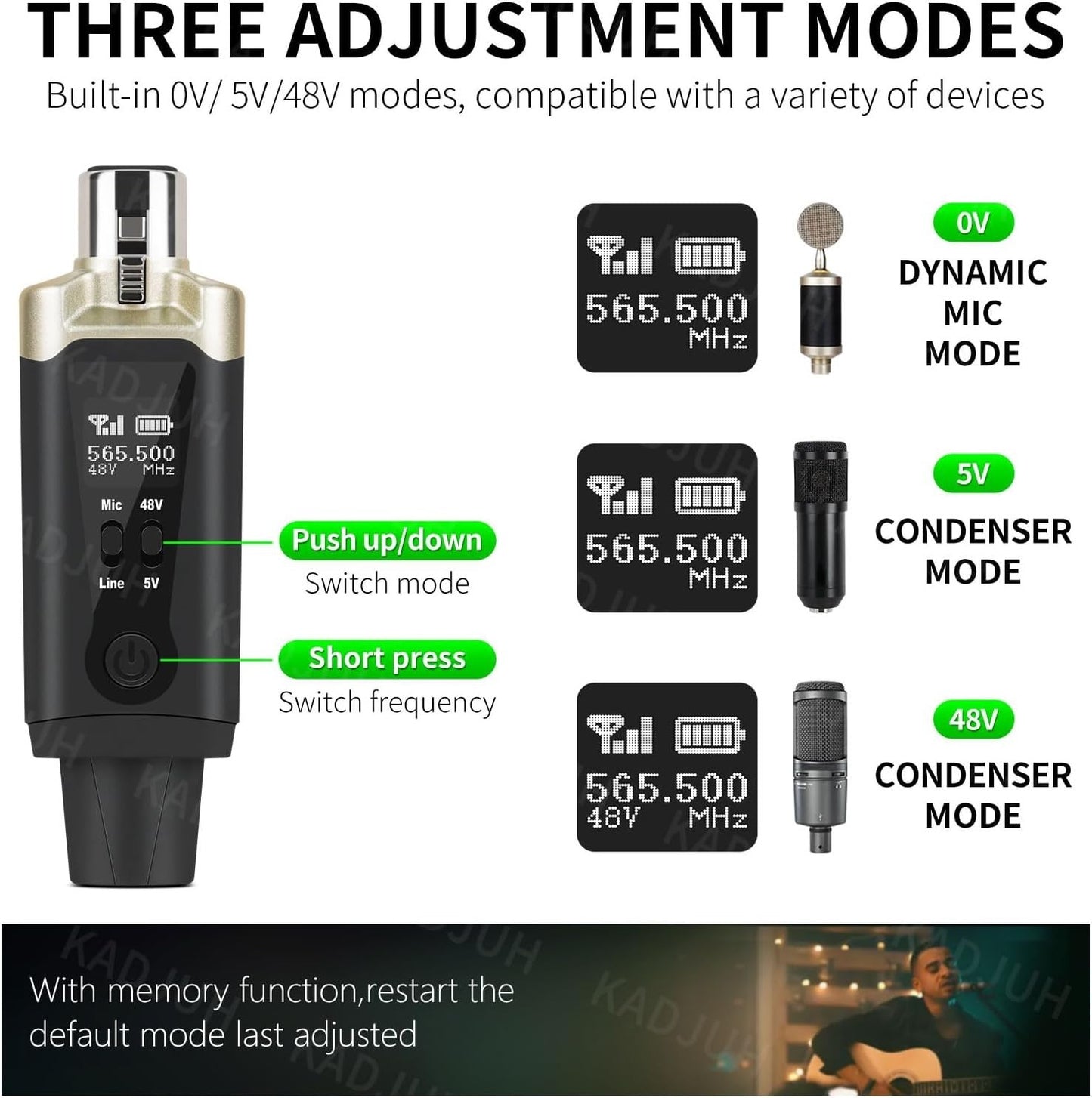 Wireless XLR Transmitter and Receiver& Wireless Guitar Transmitter Receiver,Rech