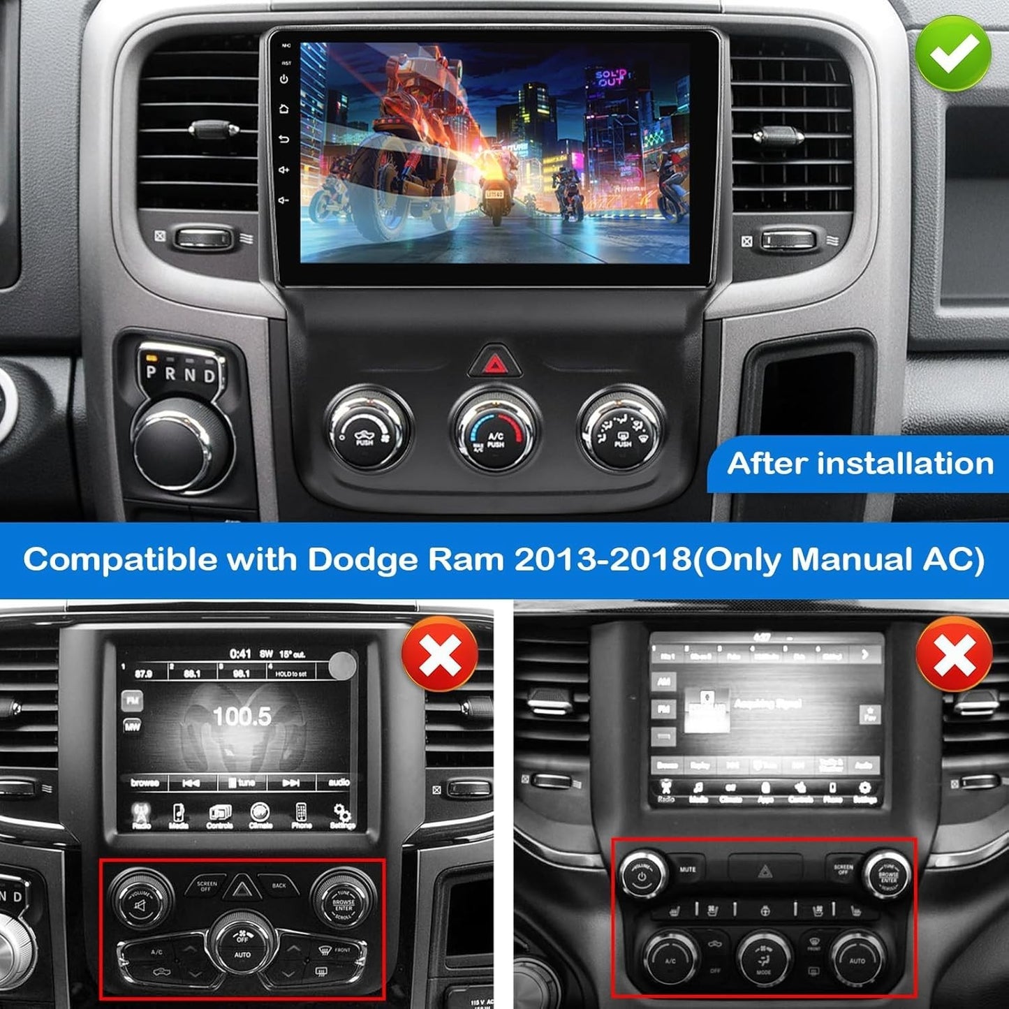Car Stereo for Dodge RAM 1500 2500 3500 2013 2014 2015 2016 2017 2018 with Wirel