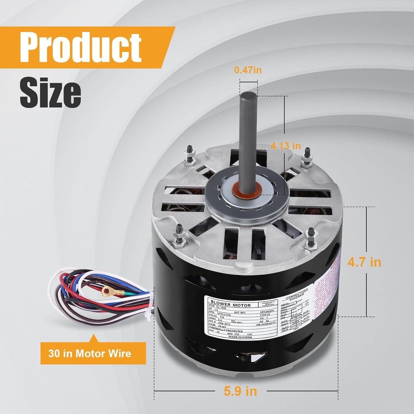 L1056 Sleeve Bearing Direct Drive Blower Motor 1/2 HP, 1075 RPM, 3 Speed, 115 V