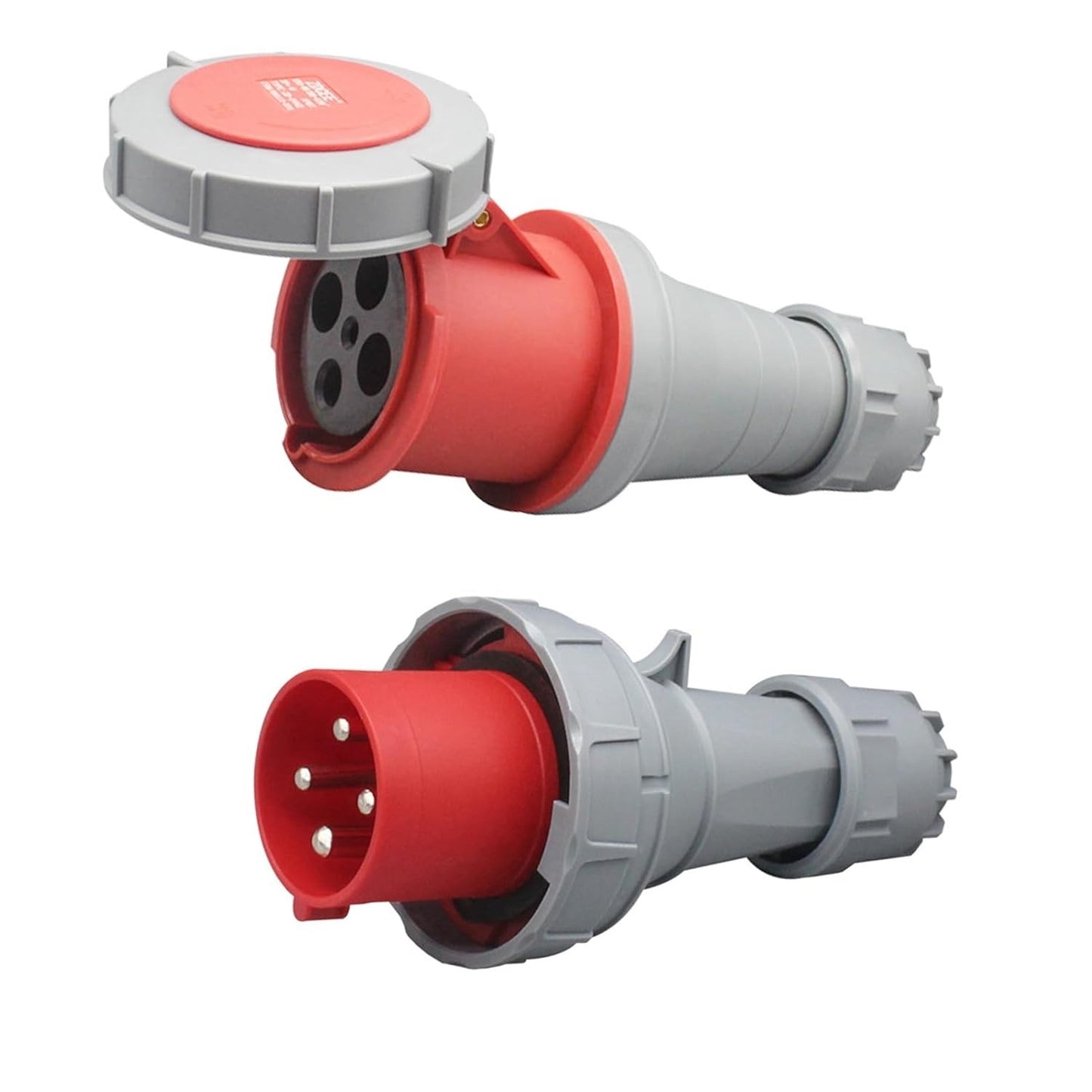 1 Set 63A 4Pin Industrial Connector Plug Socket, 4Pin 63A 380V-415V 3P+E 6H IP67
