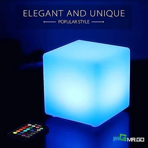 8" Rechargeable RGB LED Light Cube: Waterproof, 16 Colors, 4 Modes, Dimmable wit