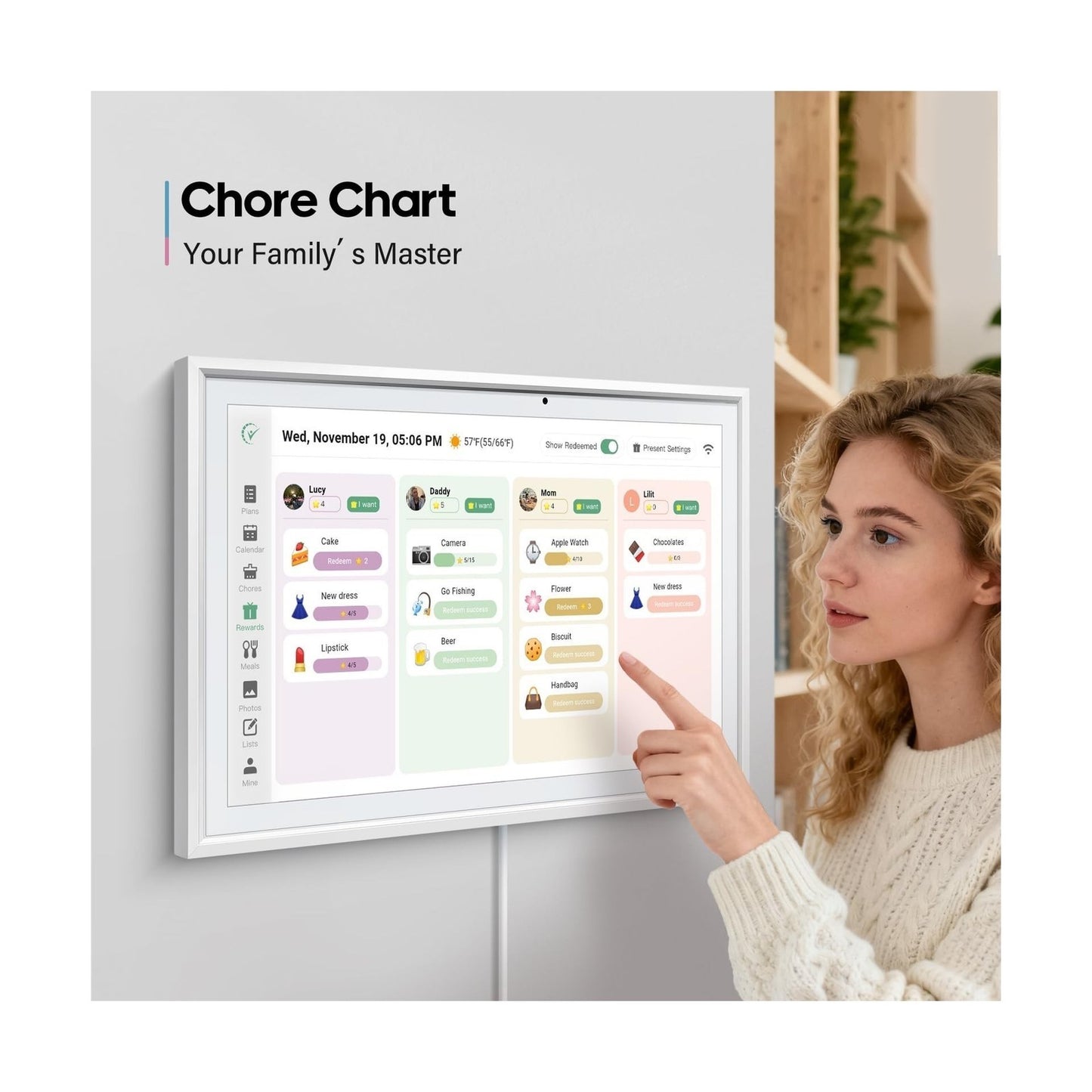 Digital Calendar 15.6 Inch Smart Electronic Family Planner with Chore Chart