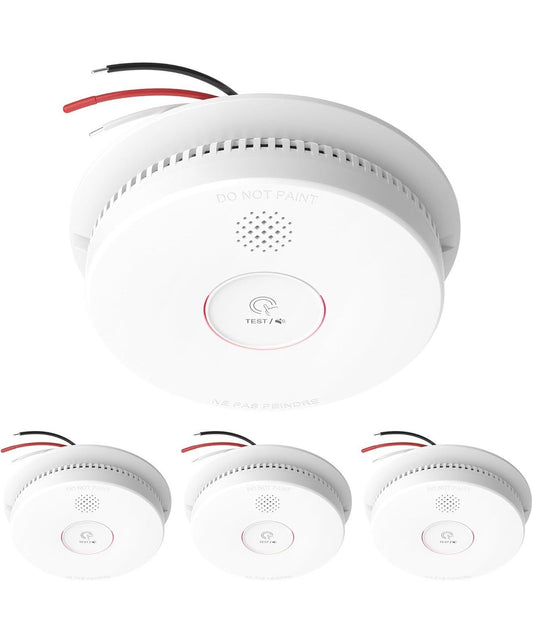 Siterlink 4 Pack  Hardwired Interconnected Smoke Detectors, Fire Alarm GS562A