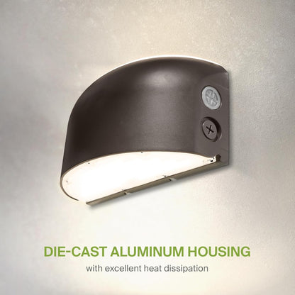 ASD 40/50/60W LED Wall Pack Light Round with Dusk to Dawn Photocell, Up & Down