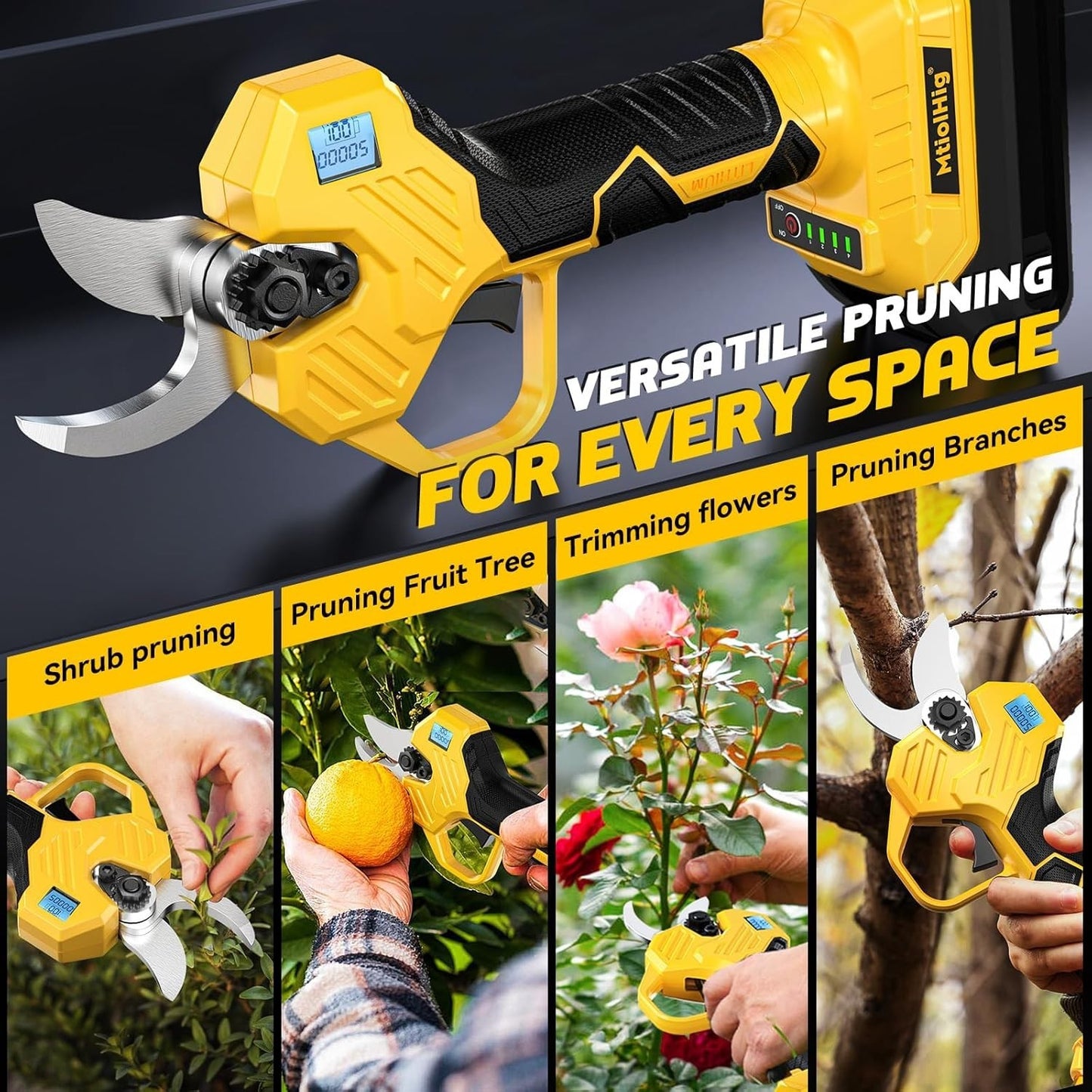 Cordless Electric Pruning Shears: 1.5-2 Inch Portable  Shears Compatible DeWalt
