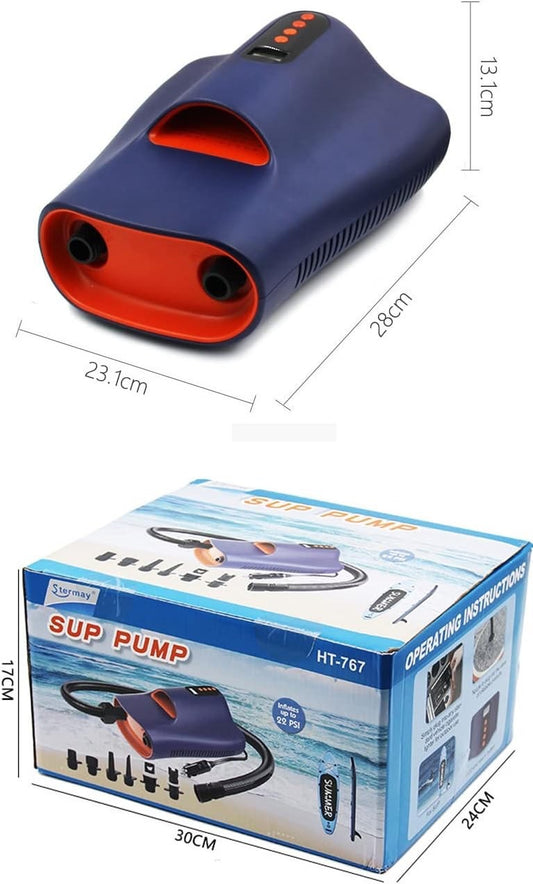 22PSI SUP Electric Air Pump, Portable High Pressure Pump with 6 Nozzles, Auto-Of