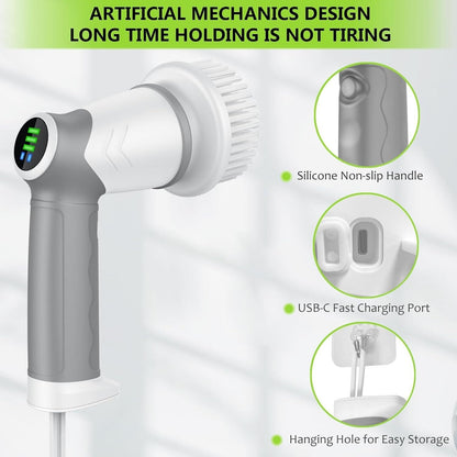 Electric Spin Scrubber 2024 New Electric Scrubber for Bathroom with 6 Replace