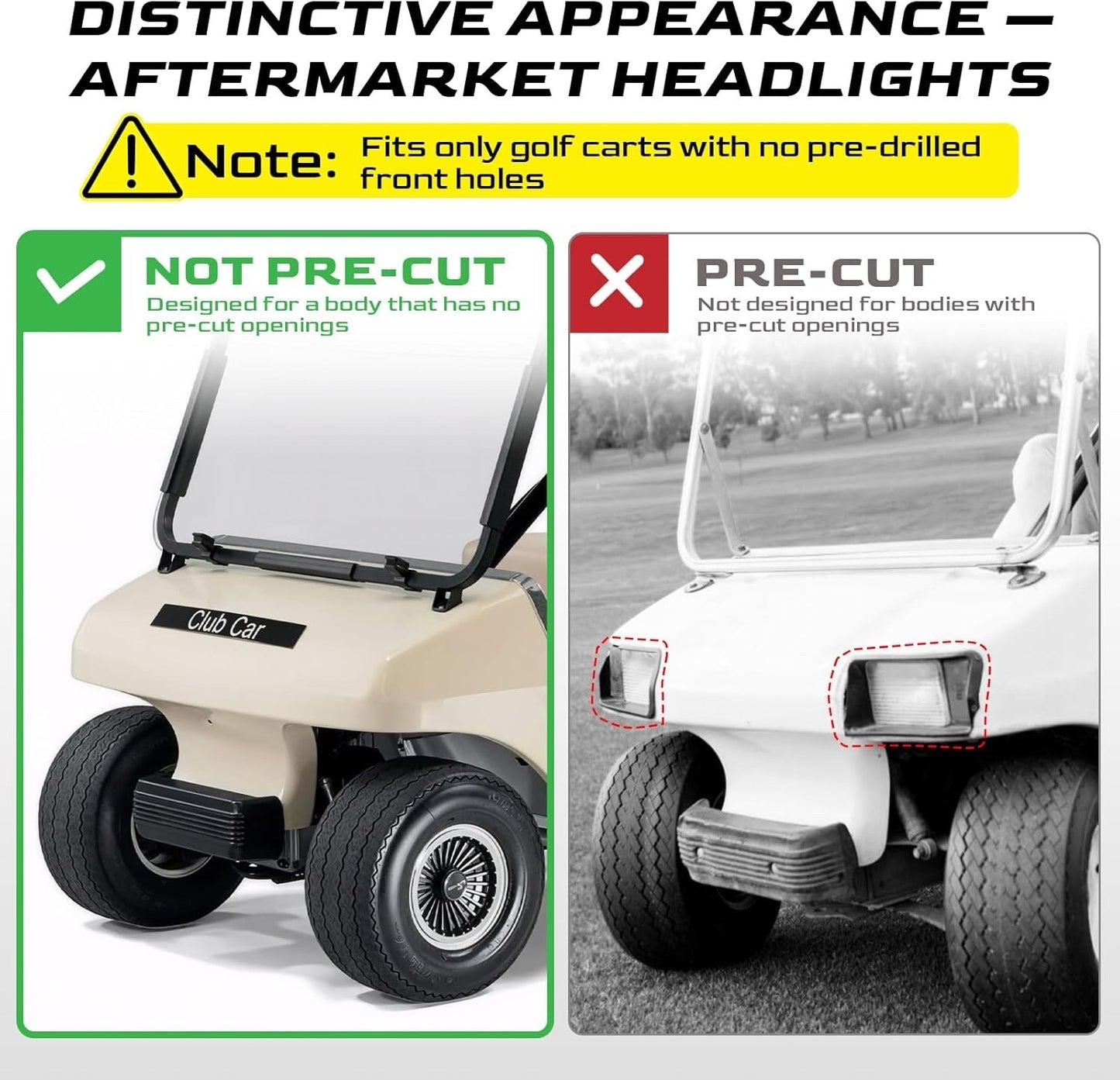 Club Car DS LED Headlight Kit, High Brightness Golf Cart Modified Headlights