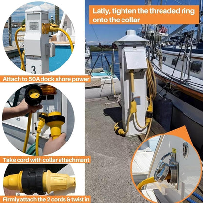 MECMO 50 Amp 125/250V to x (2) 30 Amp 125V Shore Power Adapter, NEMA SS2-50P