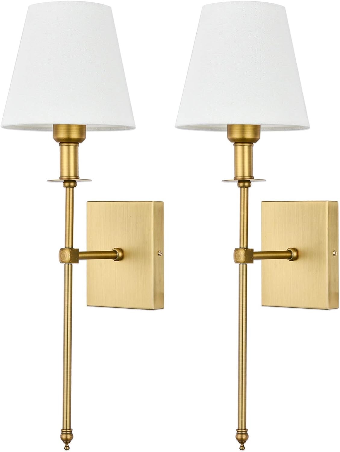 Pauwer Slim Wall Sconces Set of 2 White Fabric Shade Hardwired Indoor Light