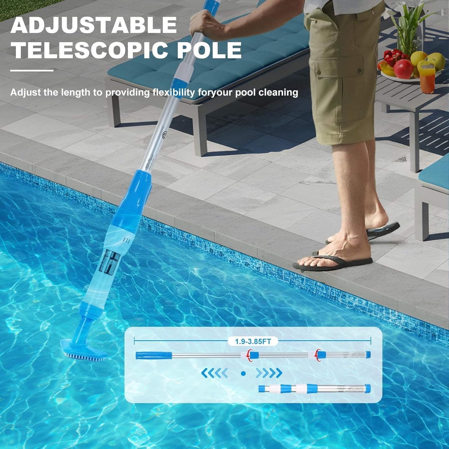 4 in 1 Cordless Rechargeable Small Pool Vacuum spa hot tub 90 Mins Running Time