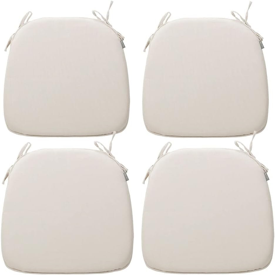 Outdoor/Indoor 17"x16"x2" Chair Cushions with Ties Waterproof Set of 4 Cream