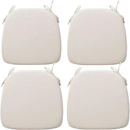 Outdoor/Indoor 17"x16"x2" Chair Cushions with Ties Waterproof Set of 4 Cream
