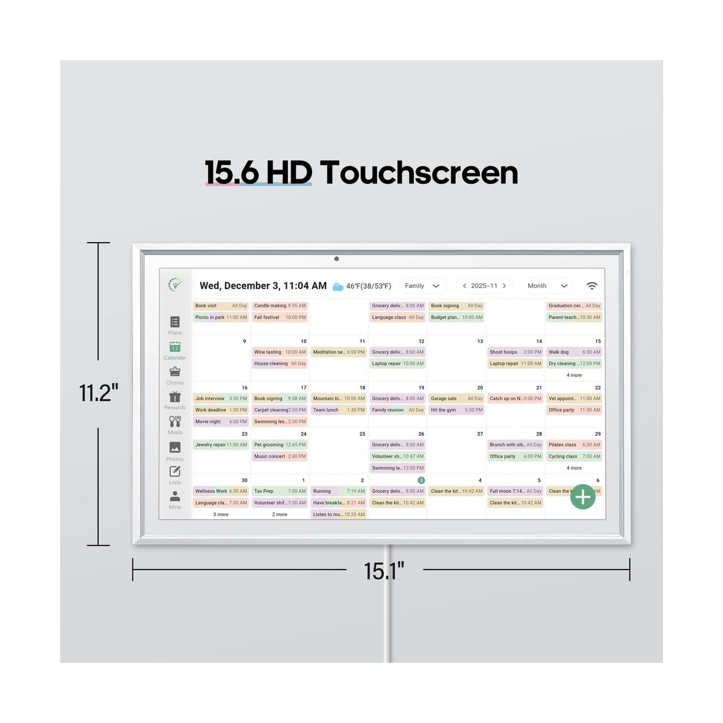 Digital Calendar 15.6 Inch Smart Electronic Family Planner with Chore Chart