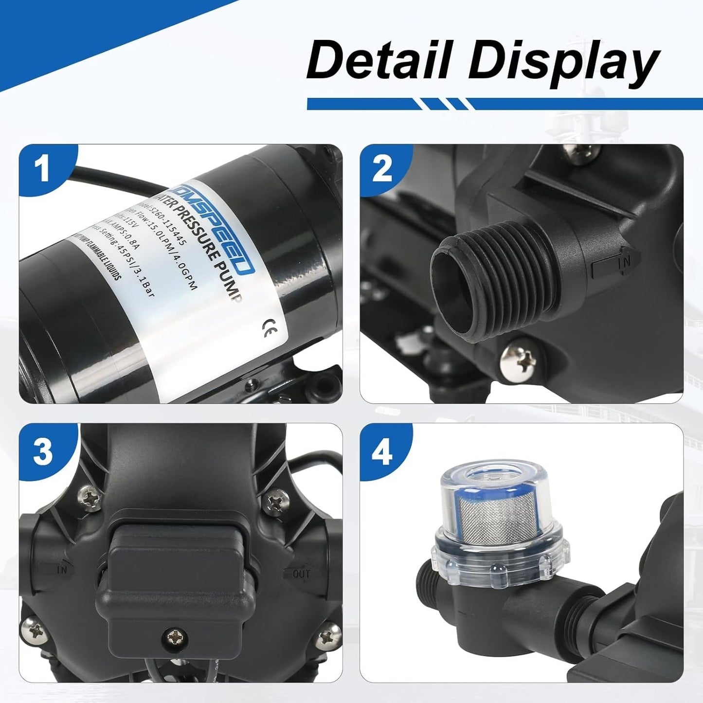 4.0 GPM 12V DC 45 PSI Revolution Water Pump with Pressure Switch Compatible with