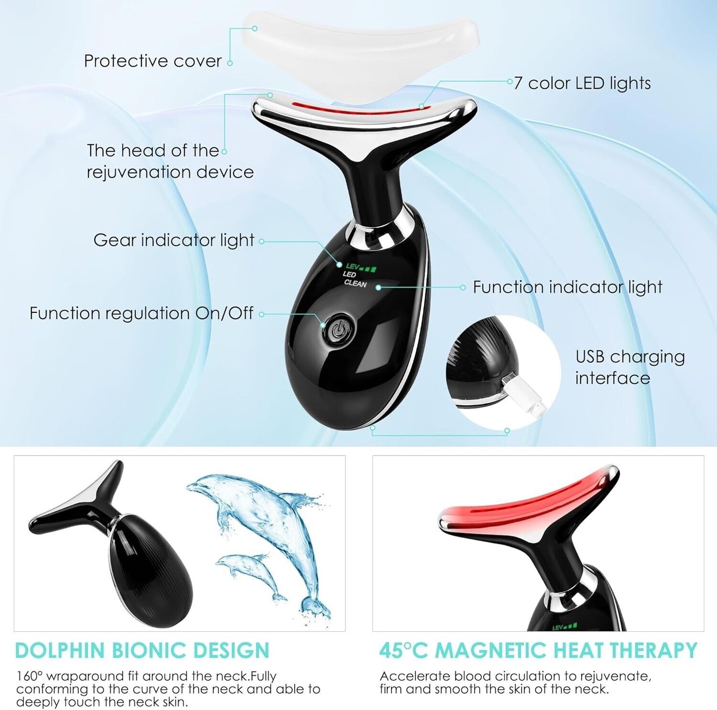 Facial Massager for Face and Neck, Red-Light-Therapy-for-Face and Neck, Face cul