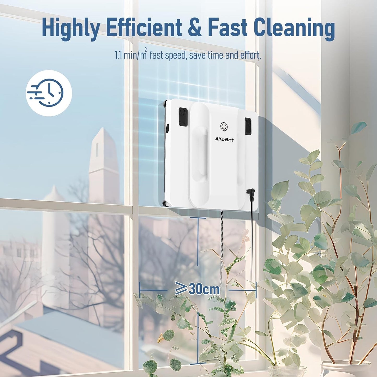 AlfaBot Window Cleaning Robot, Dual Water Spray,Intelligent Path Planning,6000P