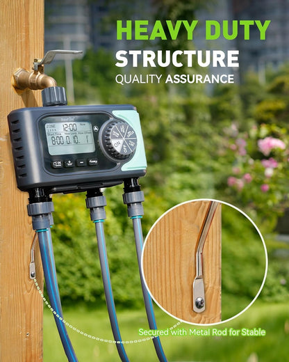 RAINPOINT Sprinkler Timer, 4 Outlets Hose Timers, 4 Zone Water Timer for...