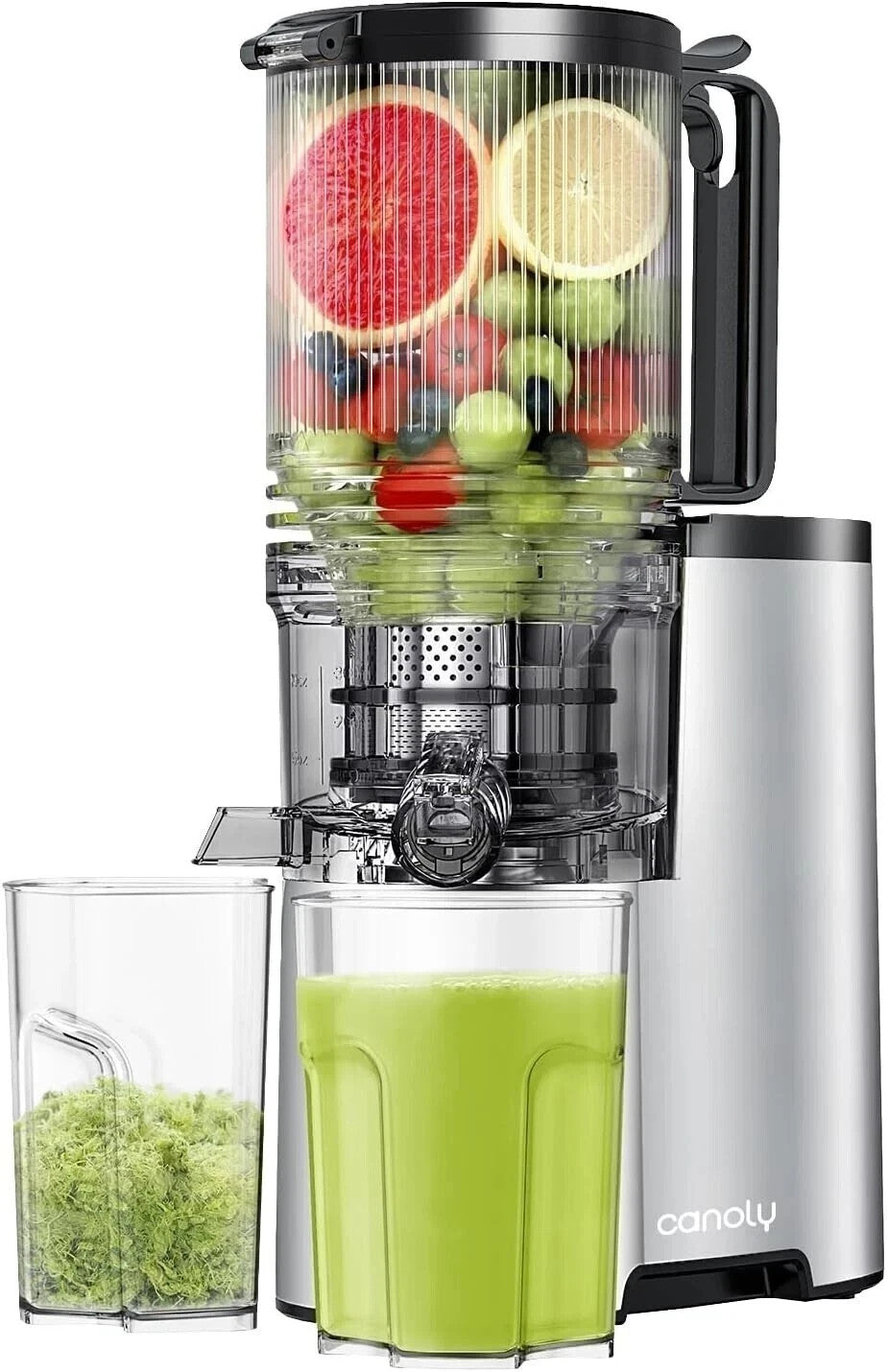 Canoly Cold Press Masticating Juicer JE-75B Extra Large 5.4" Feed 400W Easy Clea