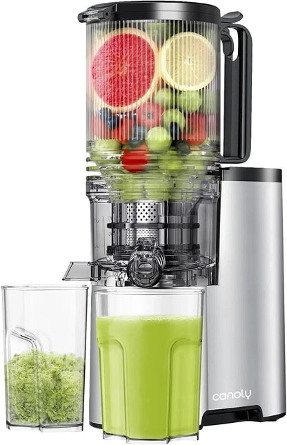 Canoly Cold Press Masticating Juicer JE-75B Extra Large 5.4" Feed 400W Easy Clea