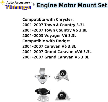4Pcs Engine Motor Mount Kit Compatible with Town&Country/Grand Caravan 2001-2007