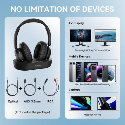 Wireless Headphones for TV, TV Headphones Wireless for Seniors with Charging