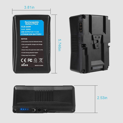 KUNLUN 220Wh 15000mAh V Mount Battery/Dtap Battery with D-TAP DC USB Ports