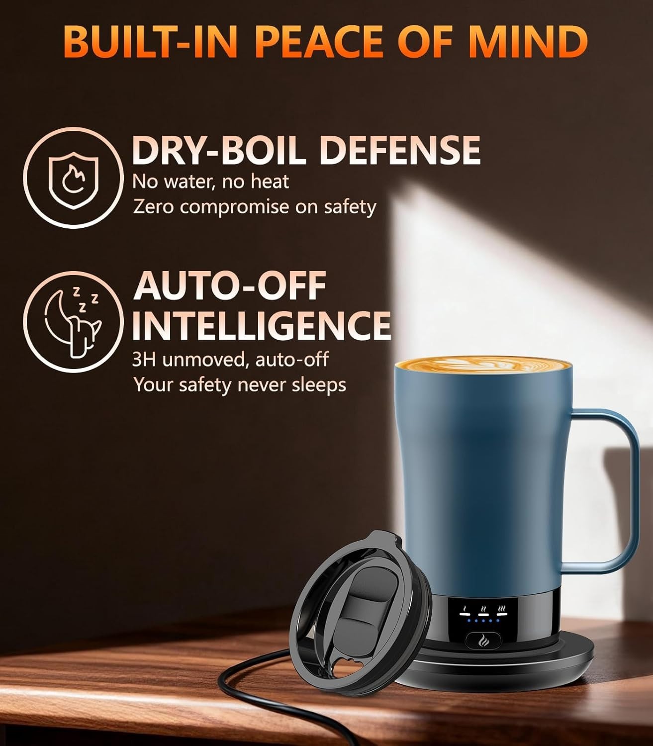 Self-Heating Coffee Mug, 14Oz Heated Coffee Mug - Rechargeable Temperature Contr