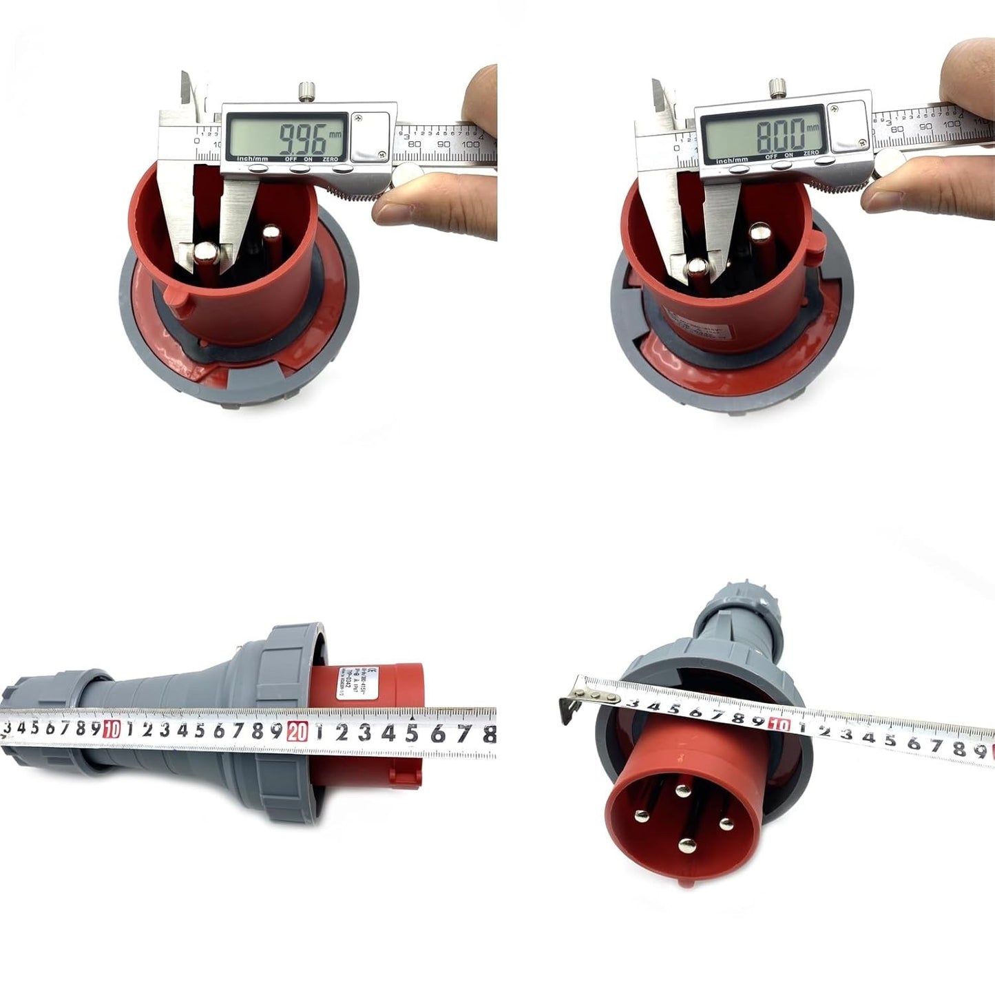 1 Set 63A 4Pin Industrial Connector Plug Socket, 4Pin 63A 380V-415V 3P+E 6H IP67