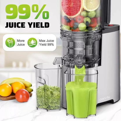 Canoly Cold Press Masticating Juicer JE-75B Extra Large 5.4" Feed 400W Easy Clea