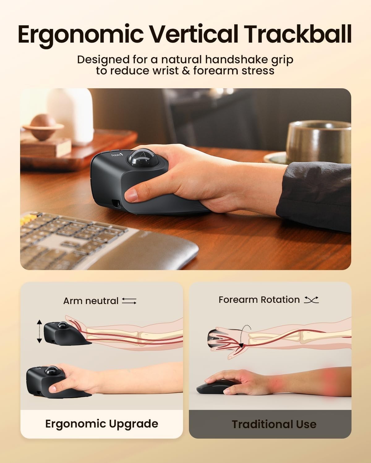 t137 ProtoArc Vertical Wireless blue Trackball Mouse EM05 NL Bluetooth Ergonomic