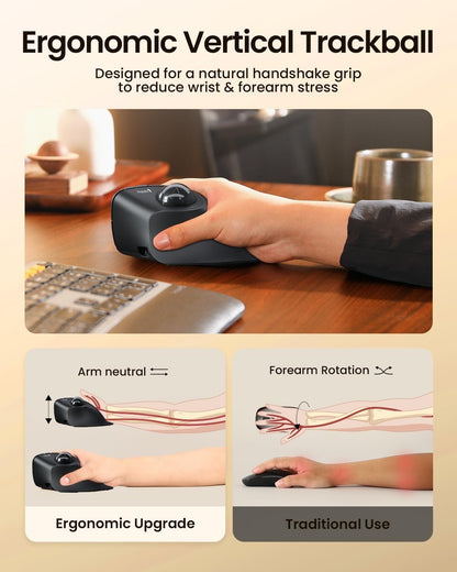 t137 ProtoArc Vertical Wireless blue Trackball Mouse EM05 NL Bluetooth Ergonomic