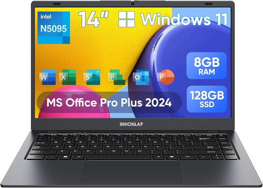 Laptop Computer, 14 Inch Laptop 8GB RAM 128GB SSD Laptops, Quad-Core N5095