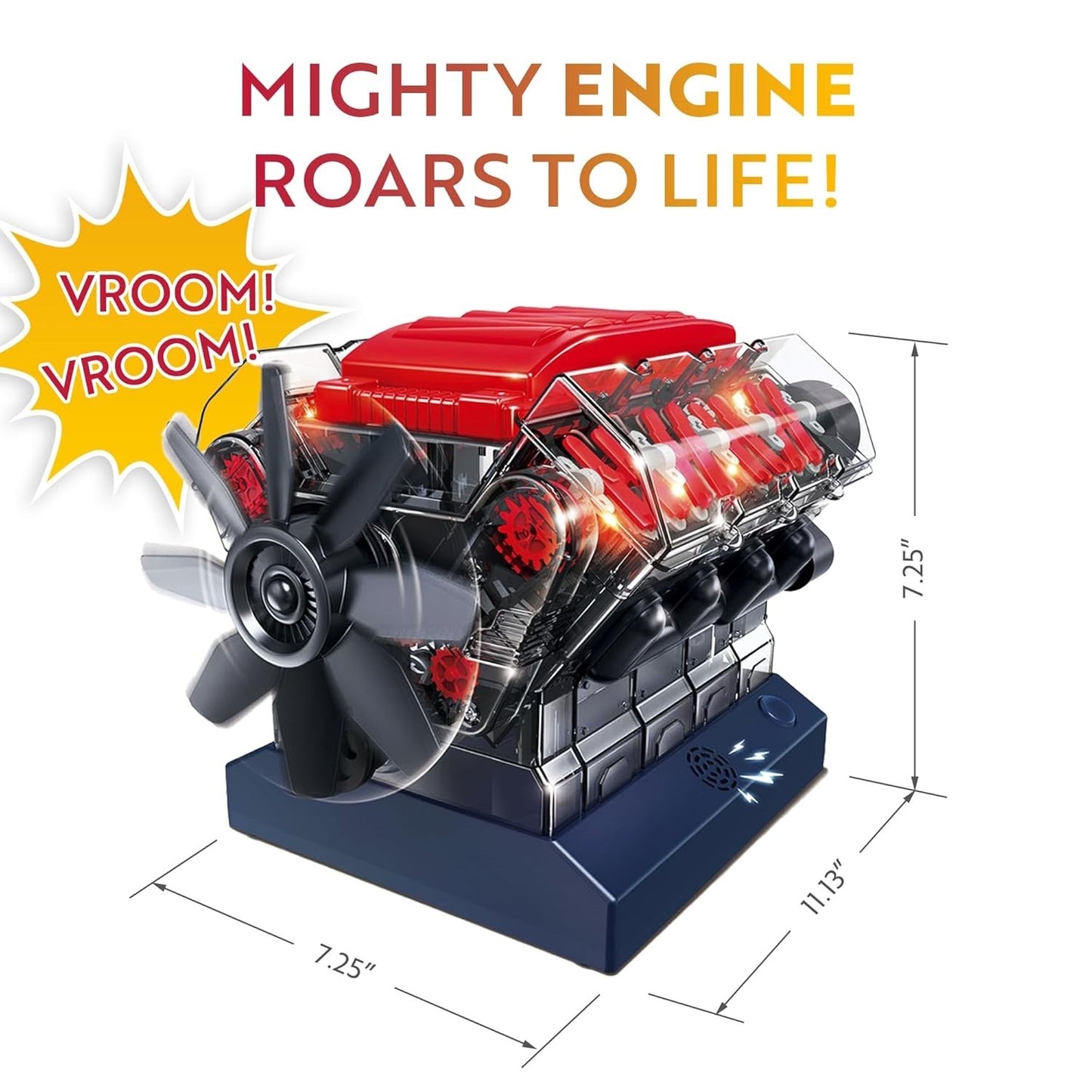 Playz V8 Combustion Engine Model Kit That Runs – 270 Pieces STEM Mini V8 Engine