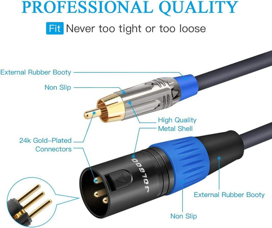 50 Feet RCA to XLR Cable, Dual RCA Male to Dual XLR Male, 4N OFC Wire