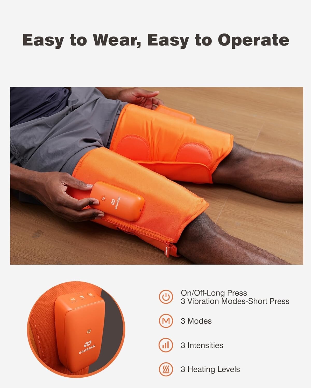 Cordless Calf Massager with Heat and Compression for Circulation and Restless Le
