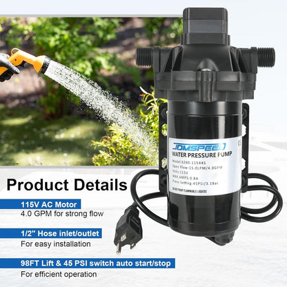 4.0 GPM 12V DC 45 PSI Revolution Water Pump with Pressure Switch Compatible with