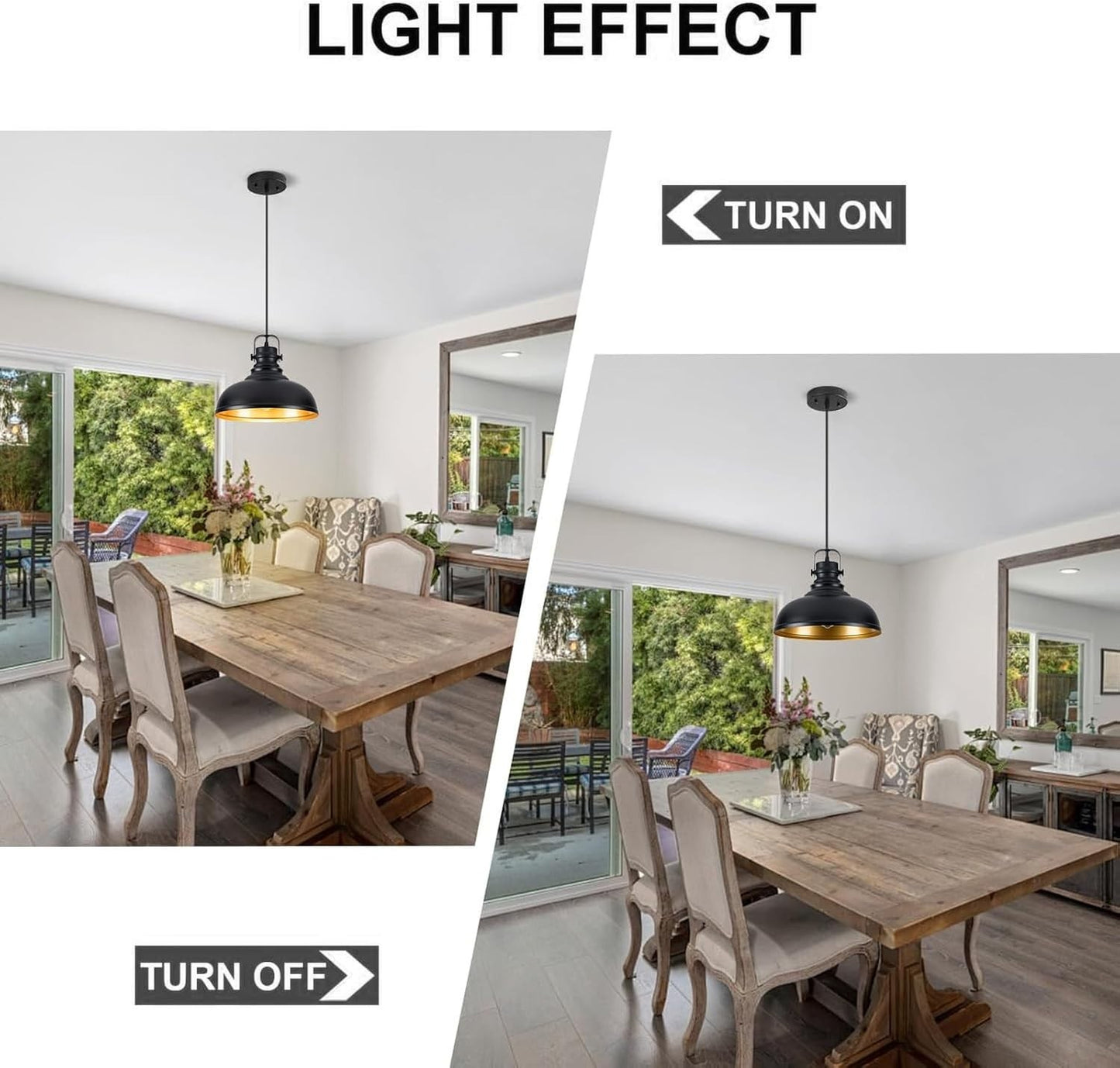 Refice 3 Pack Farmhouse Pendant Lights Black Pendant Lighting for Kitchen Island