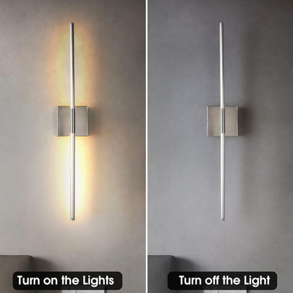 KUZZULL Modern Minimalist LED Bathroom Sconce, Brushed Nickel, 27.8" x 4.5.