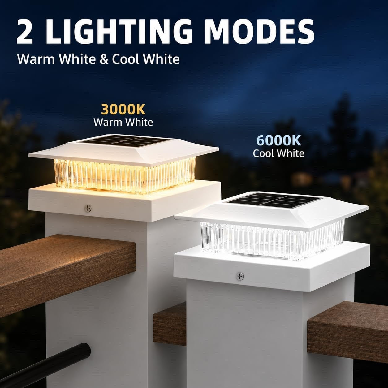 12 Pack Solar Post Cap Lights 4x4, Dual-Color Waterproof Fence Post Solar Lights