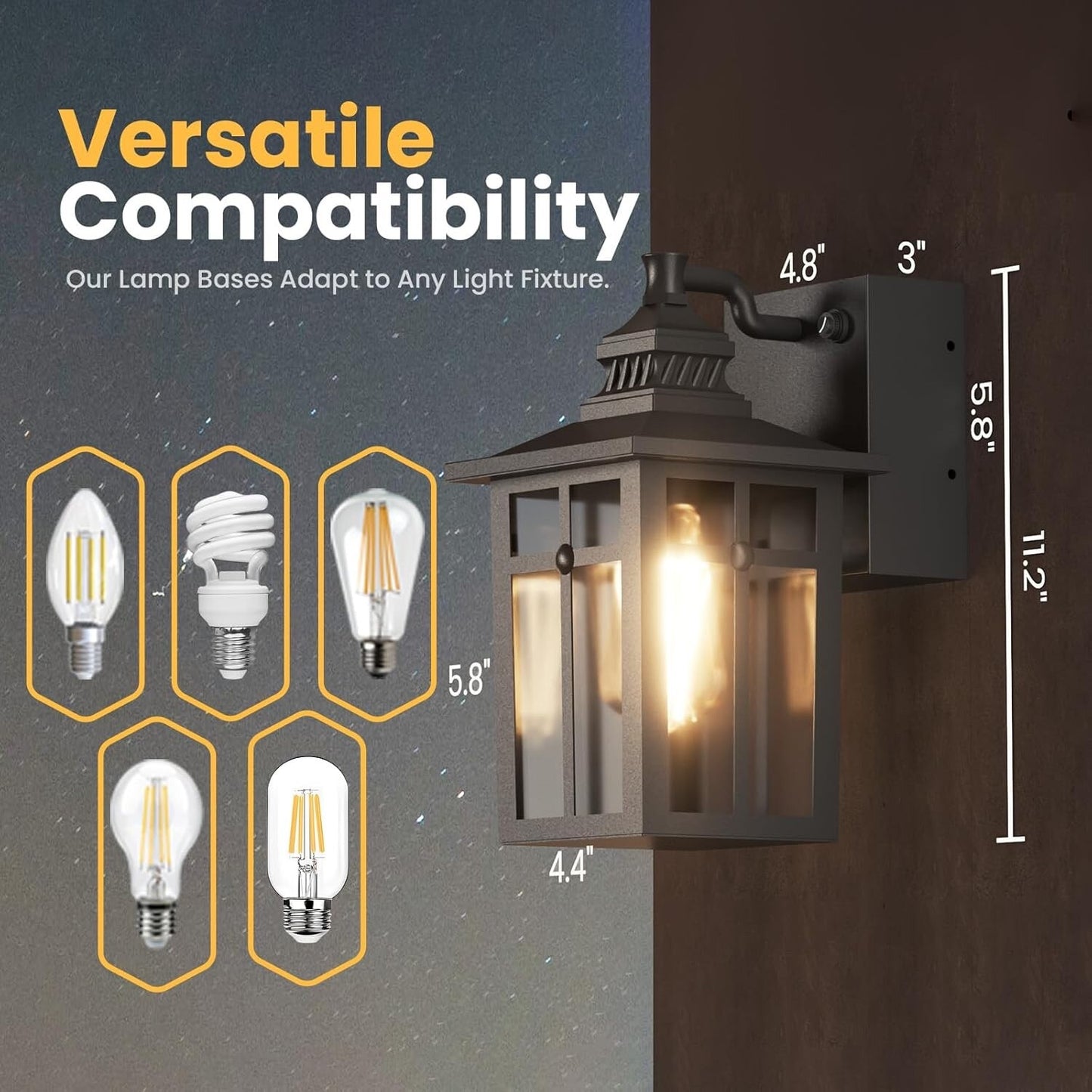 SIEPUNK Porch Lights Outdoor, Dusk to Dawn Exterior Lighting Fixtures 2 in 1
