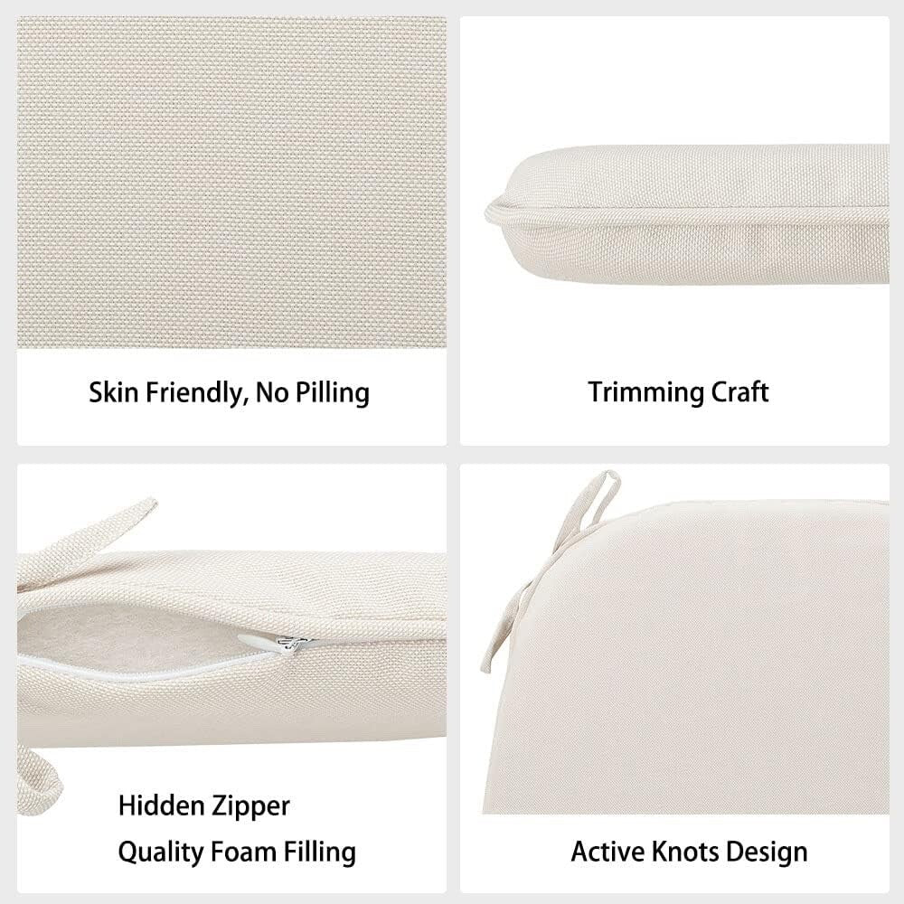 Outdoor/Indoor 17"x16"x2" Chair Cushions with Ties Waterproof Set of 4 Cream